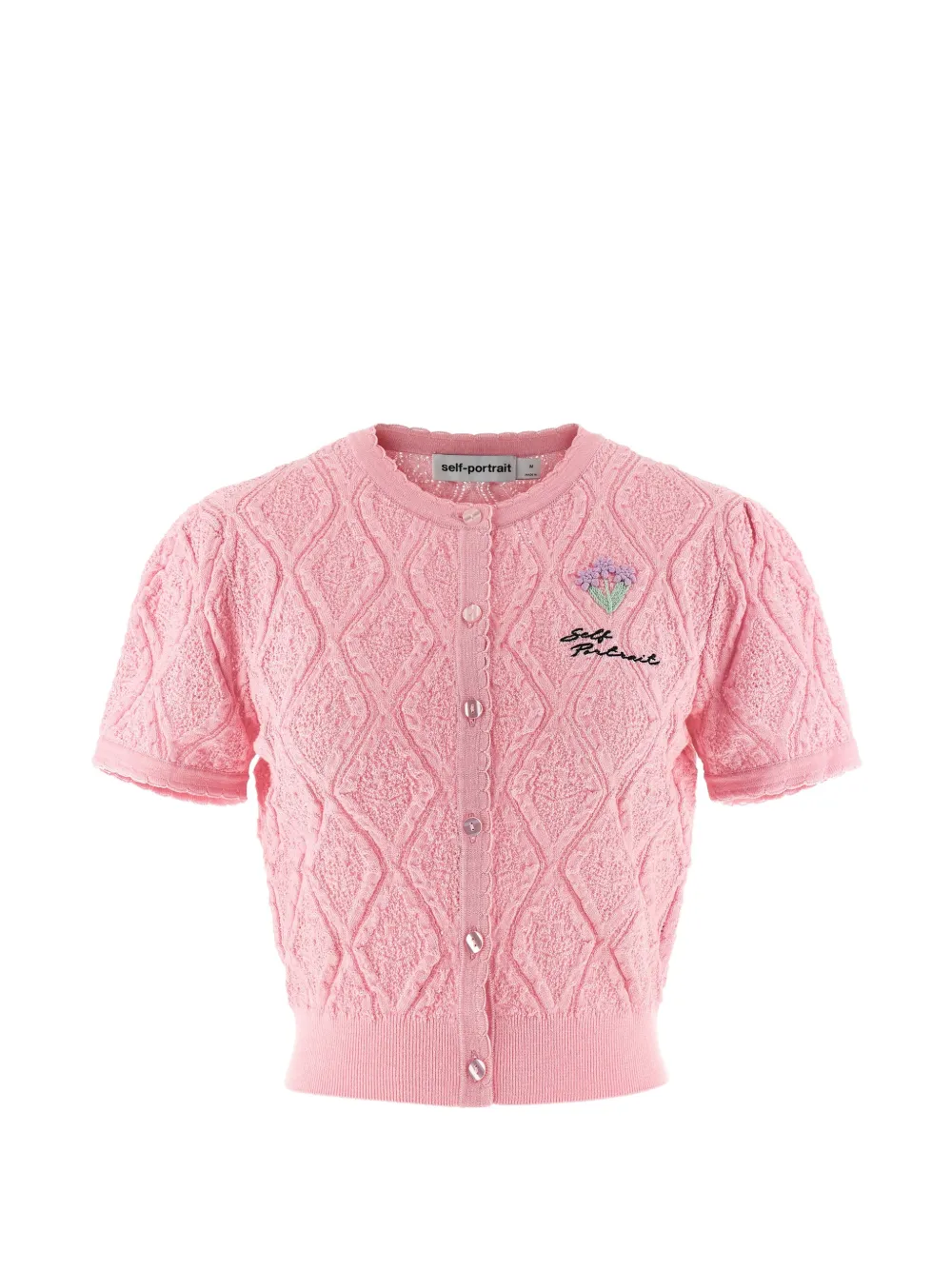 Self-Portrait pointelle knit top - Rosa