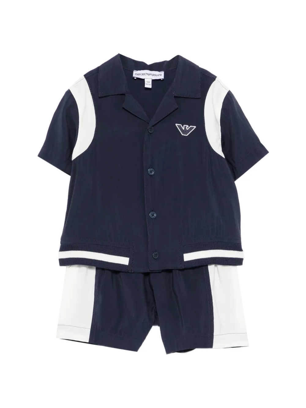 Emporio Armani Kids logo-embroidered shorts set - Blue