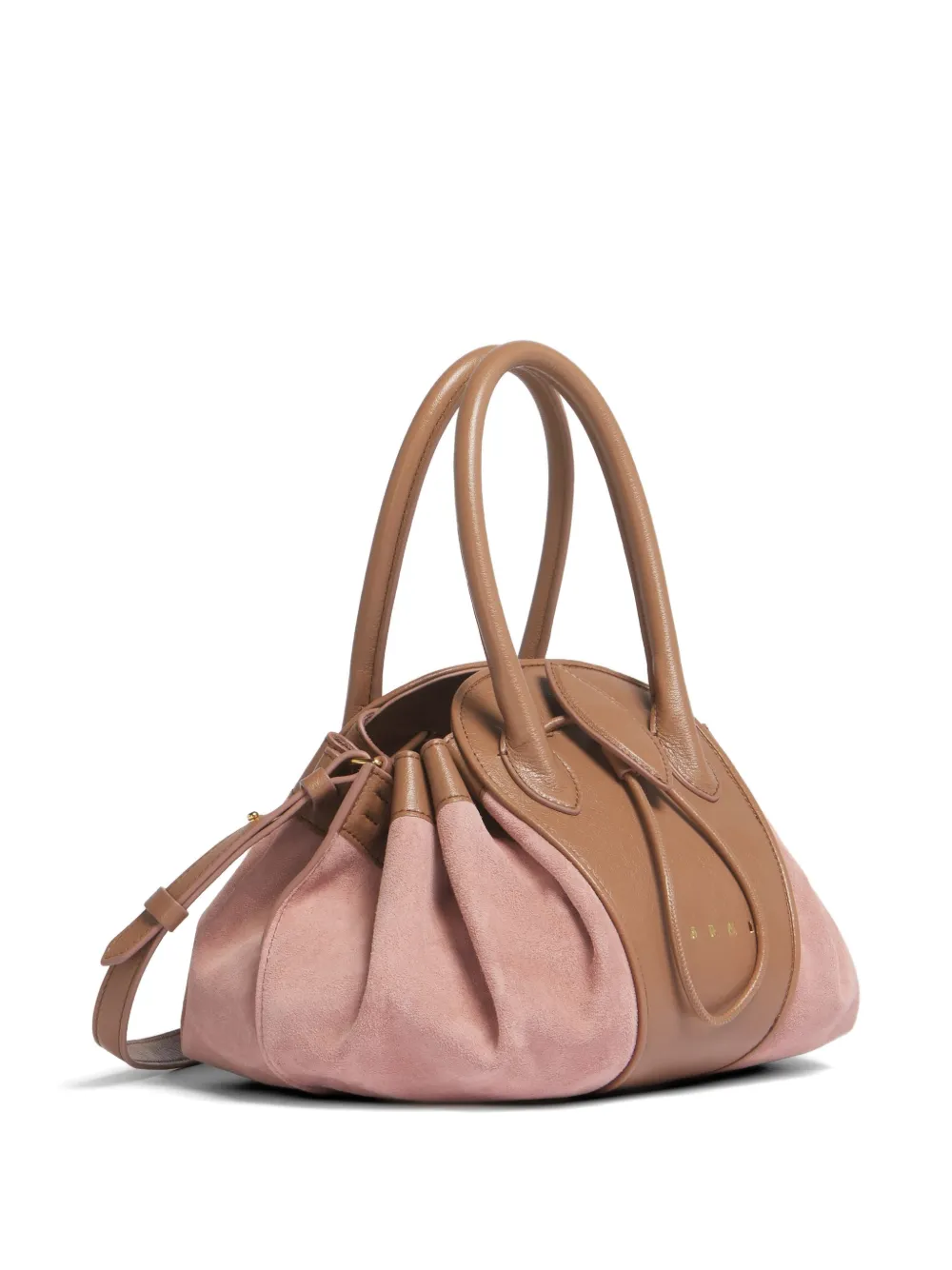 Marni Kleine Tulipea leren en suède handtas Roze