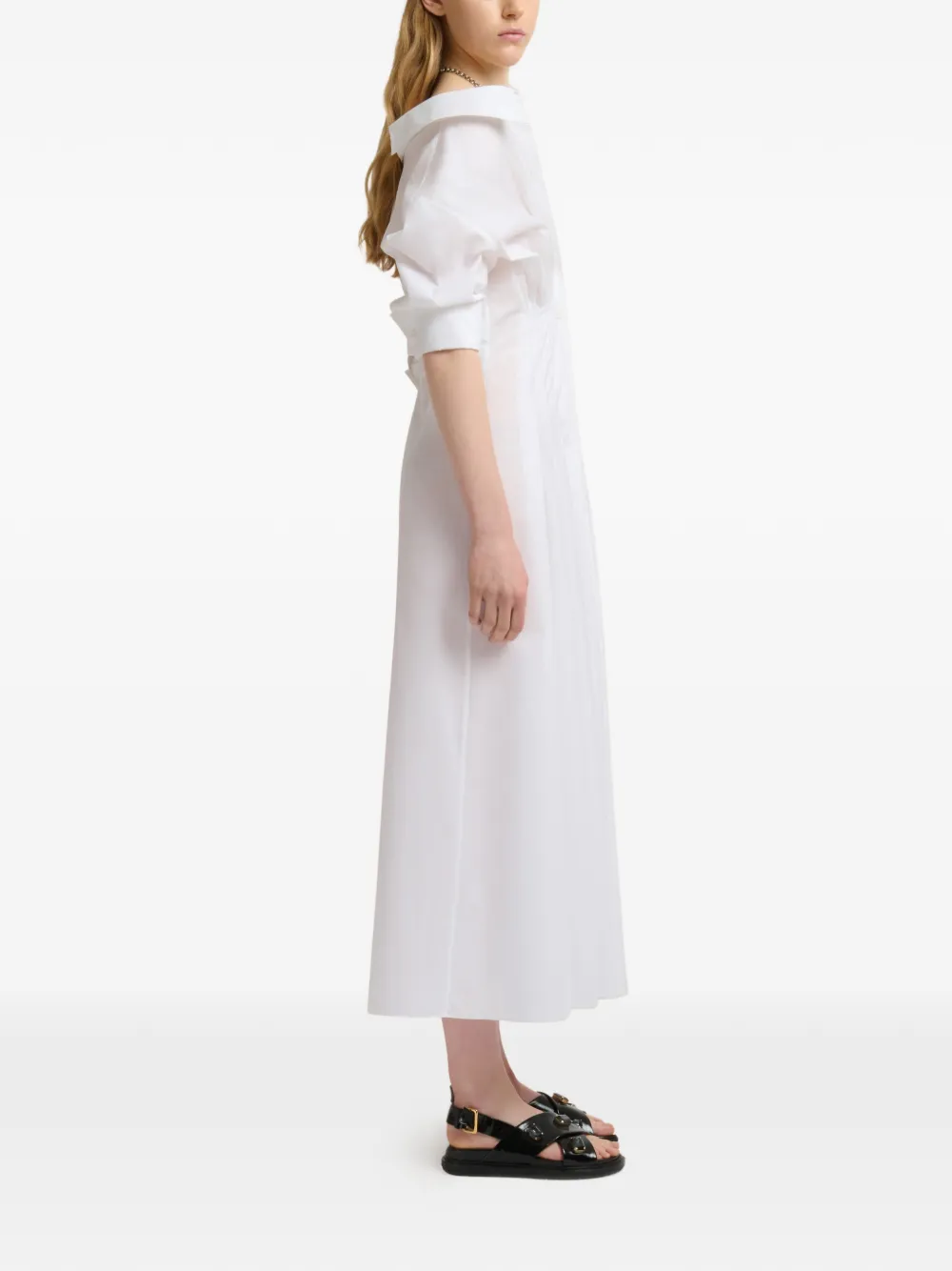 Marni Gesmockte popeline blousejurk Wit