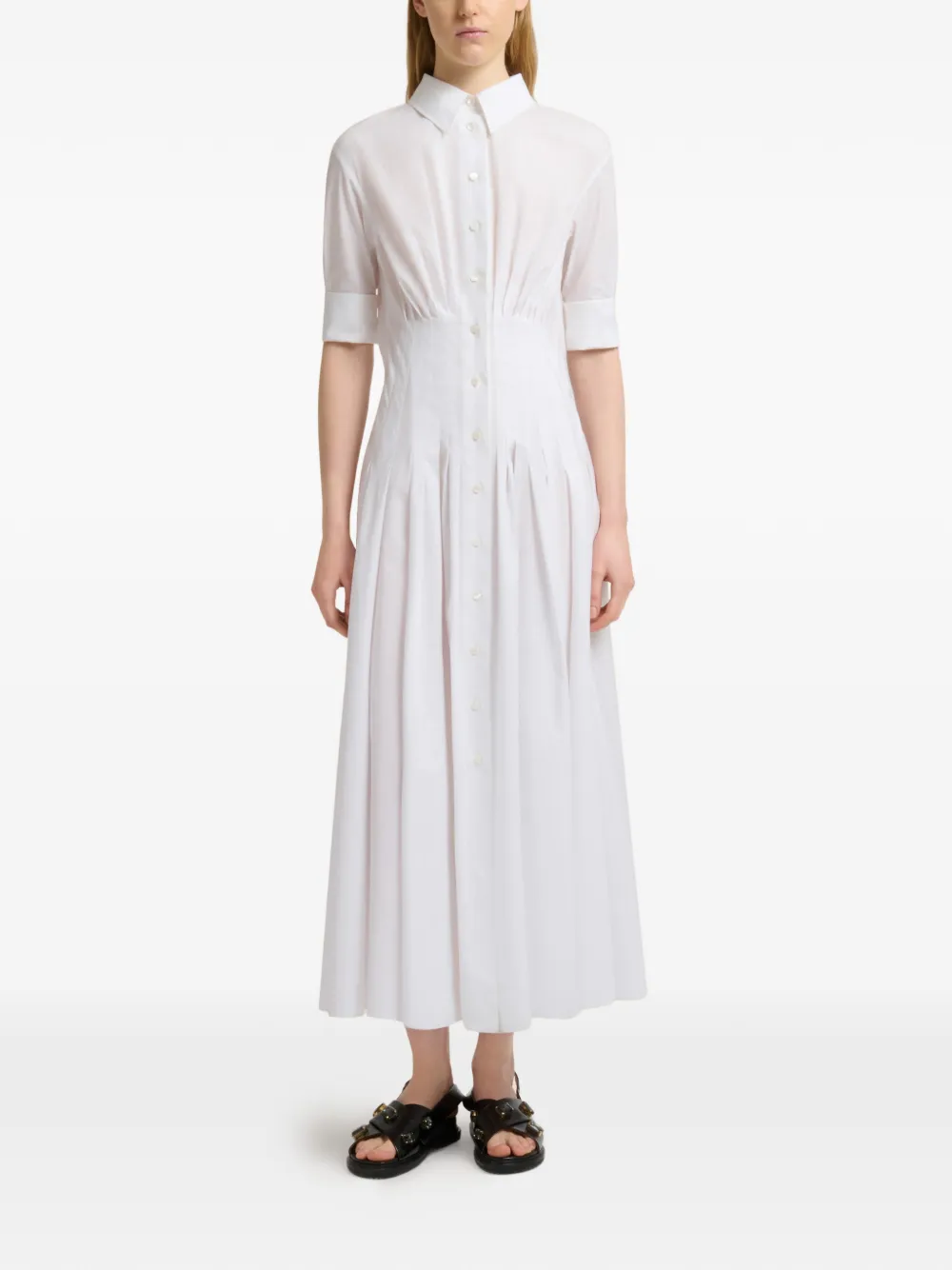 Marni Gesmockte popeline blousejurk Wit