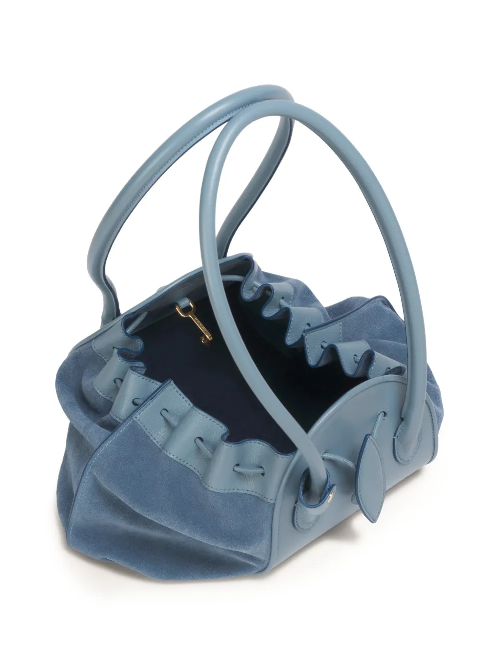Marni Tulipea leren en suède schoudertas Blauw