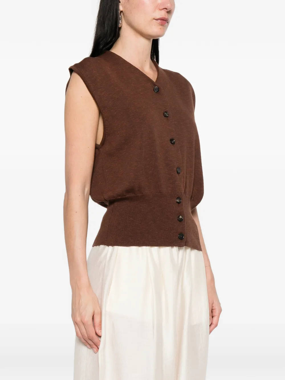  Cordera Button Down Vest - Brown 