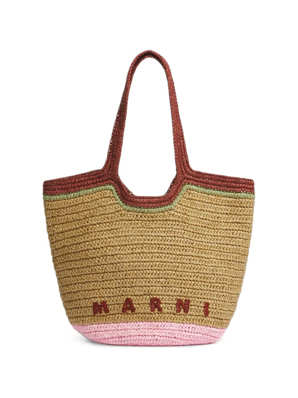Marni raffia-effect logo-embroidered shoulder bag · OS