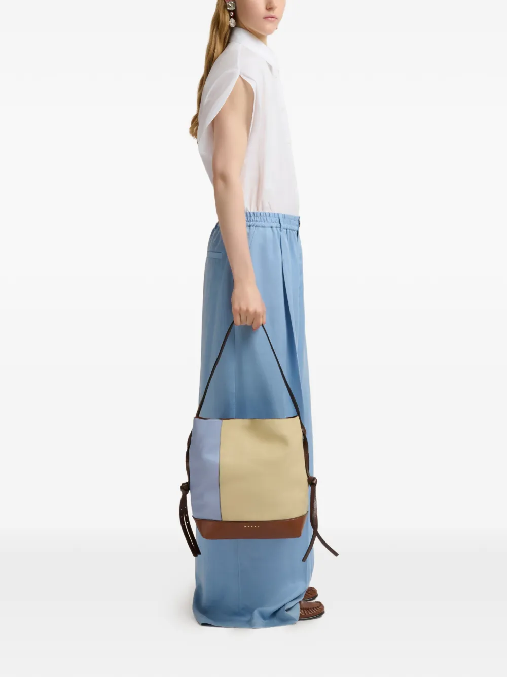 Marni small Pod 2.0 leather tote bag - Toni neutri