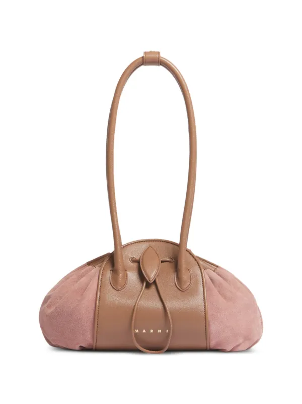 Marni Leather and Suede Tulipea Shoulder Bag in Pink