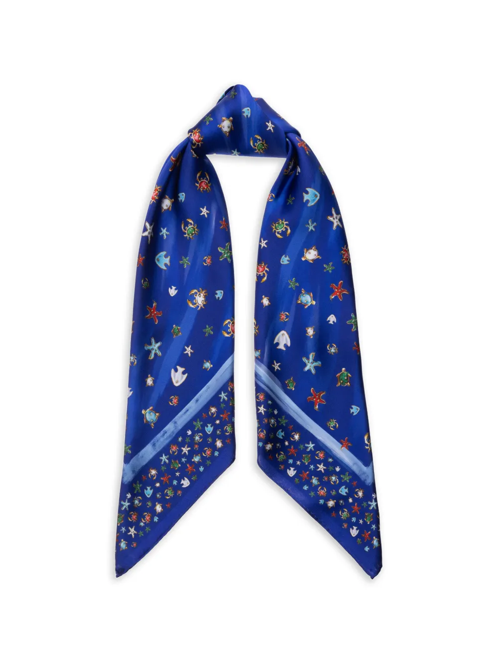  Eshvi Printed Silk Scarf - Blue 