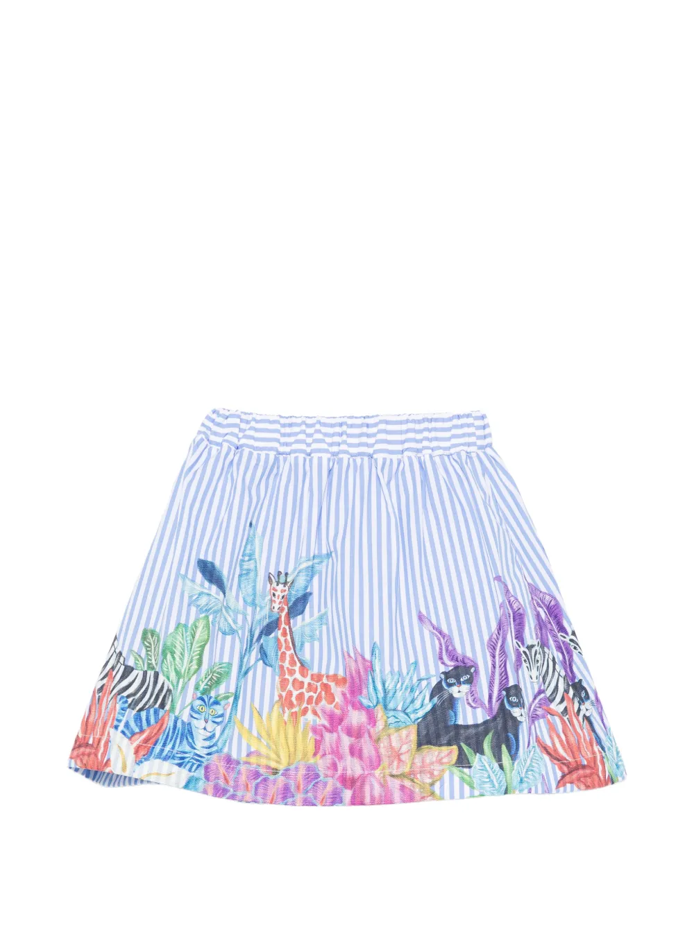 Stella Jean Kids striped animal-print skirt - Blu