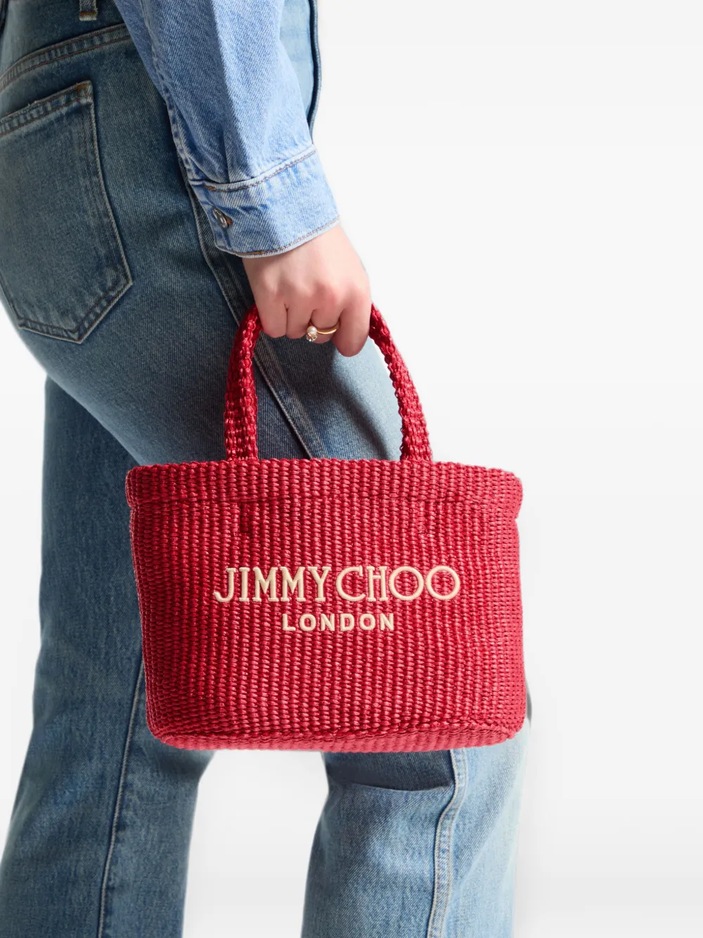 Jimmy Choo Beach East-West mini-tas met handgreep Rood
