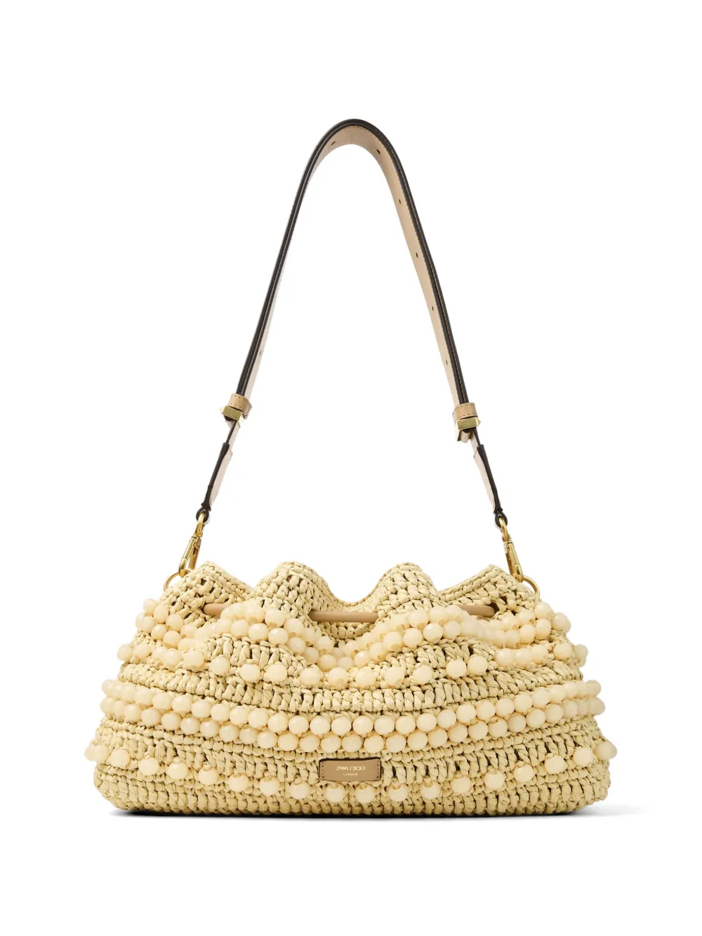 Jimmy Choo Medium Cinch bucket-tas verfraaid met kralen Beige