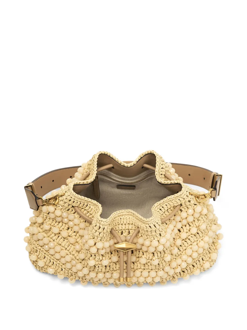 Jimmy Choo Medium Cinch bucket-tas verfraaid met kralen Beige