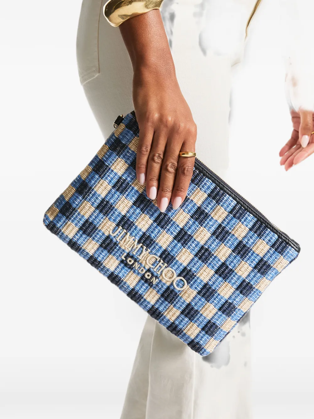Jimmy Choo Platte buidel met rits Blauw