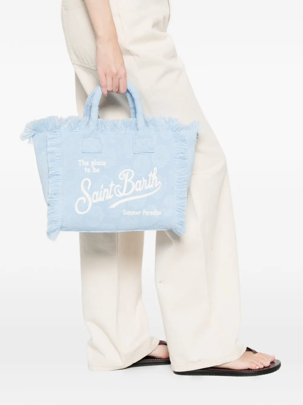  Mc2 Saint Barth Fringed-trim Tote Bag - Blue 