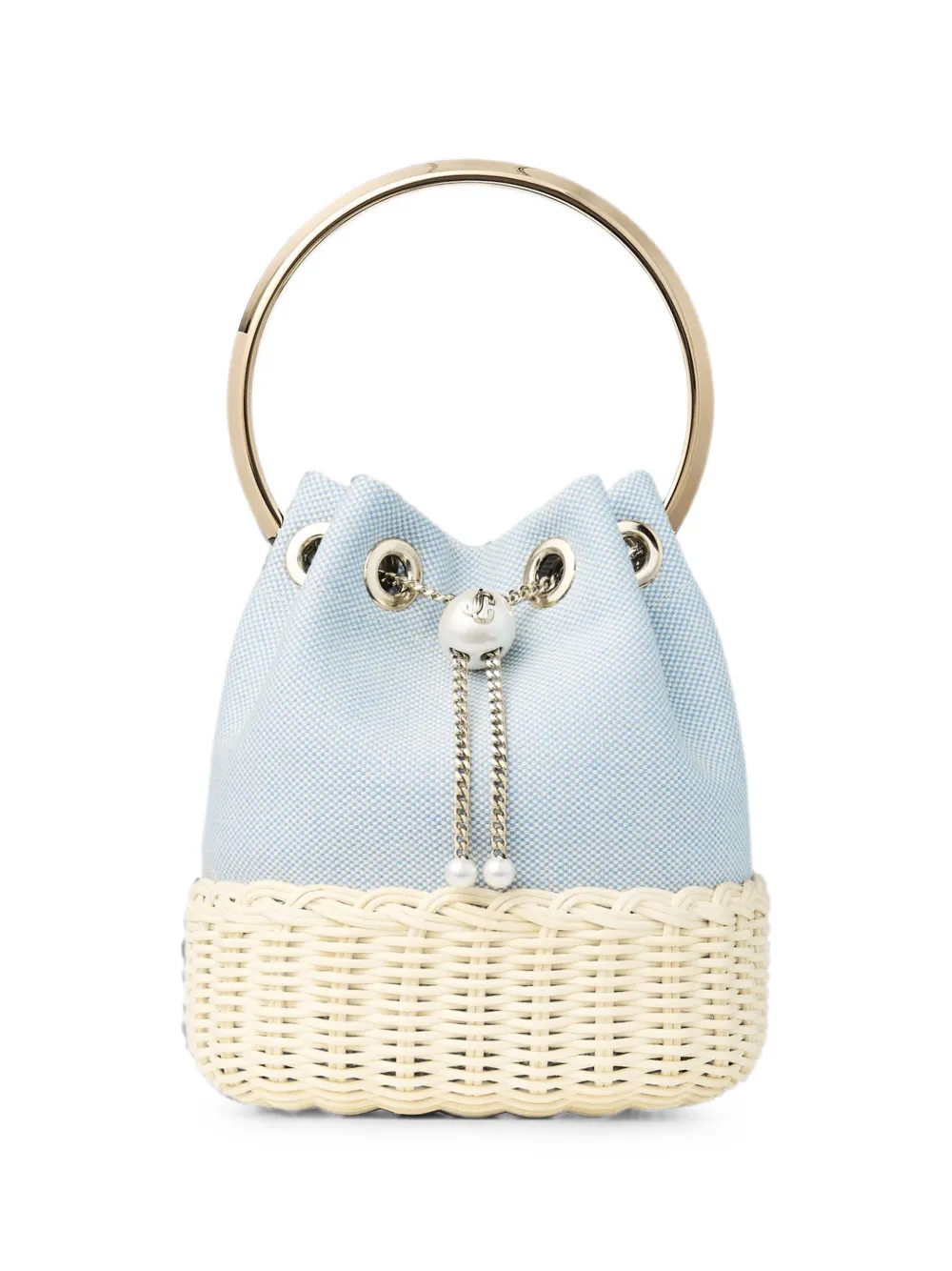 Jimmy Choo wicker handle bucket bag - Blue