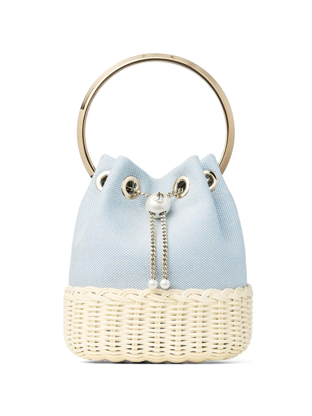 Jimmy Choo wicker handle bucket bag - Blue