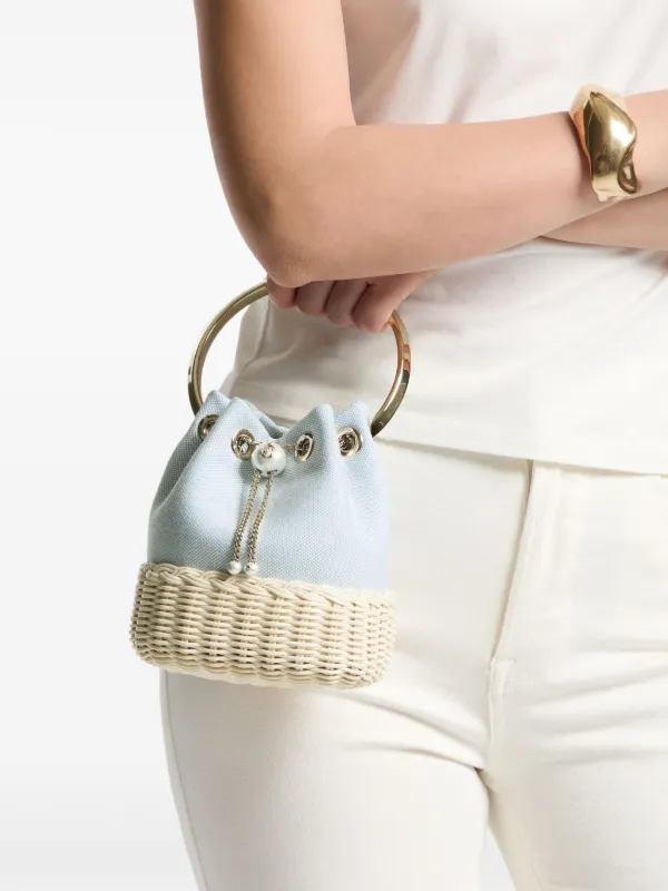 Jimmy Choo Bon Bon ウィッカーハンドル バケットバッグ | ブルー