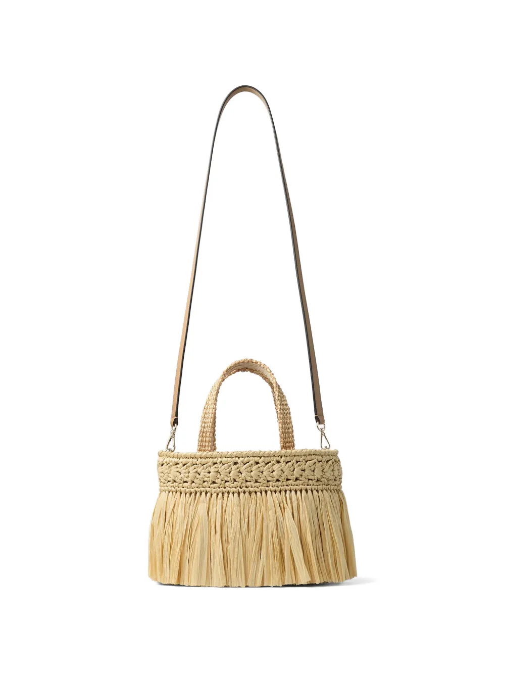  Jimmy Choo Fringed-detail Raffia Beach Bag - Neutrals 