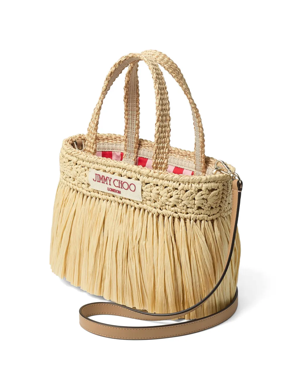  Jimmy Choo Fringed-detail Raffia Beach Bag - Neutrals 