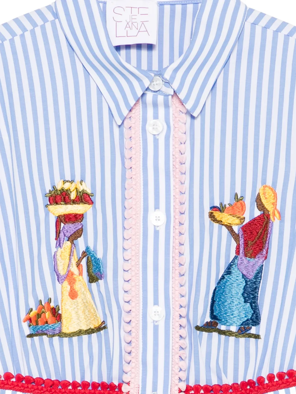 Striped Embroidered Dress