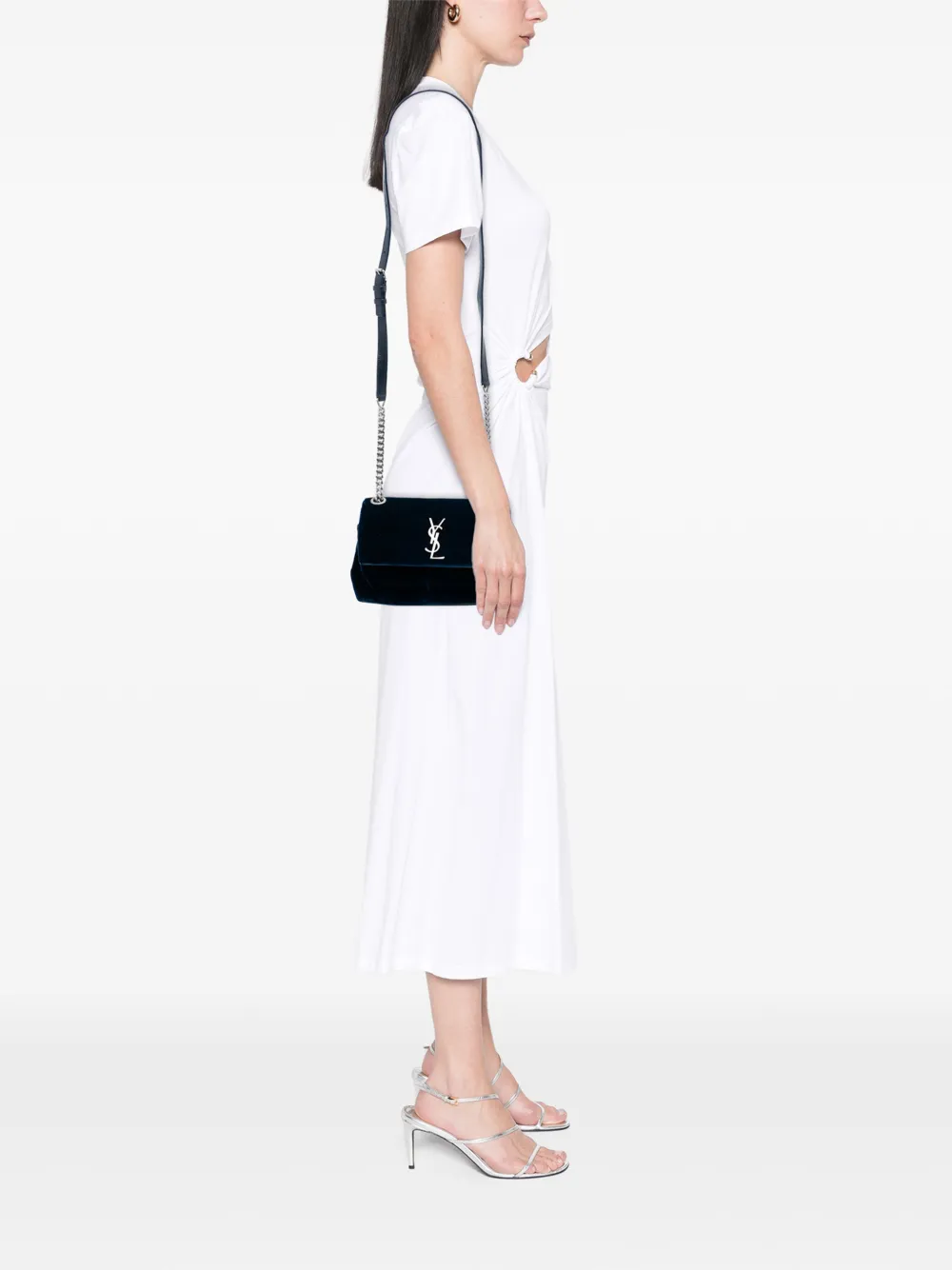  Saint Laurent Pre-owned Borsa A Tracolla West Hollywood Piccola In Velluto Con Monogramma 2017 - Blu 