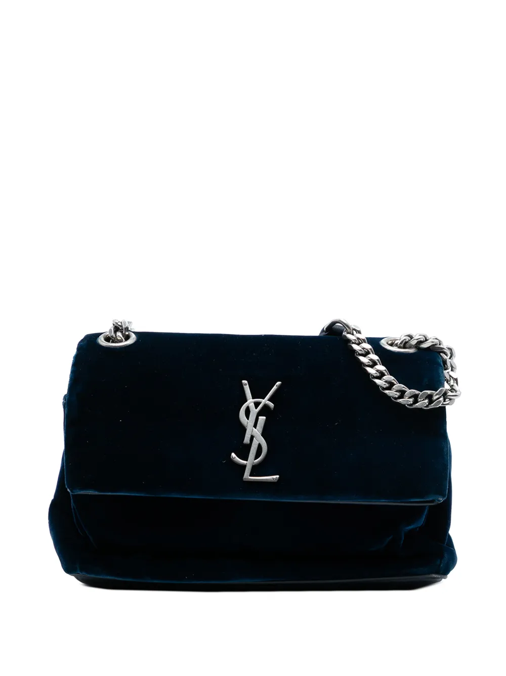 Saint Laurent Pre-Owned 2017 Small Velvet Monogram West Hollywood crossbody bag - Blu