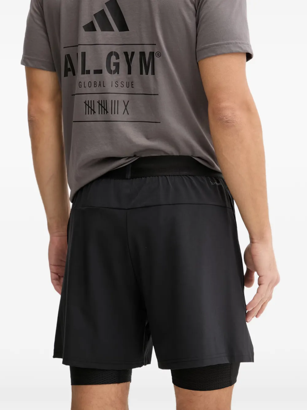 adidas D4T Workout 2in1 logo performance shorts Zwart