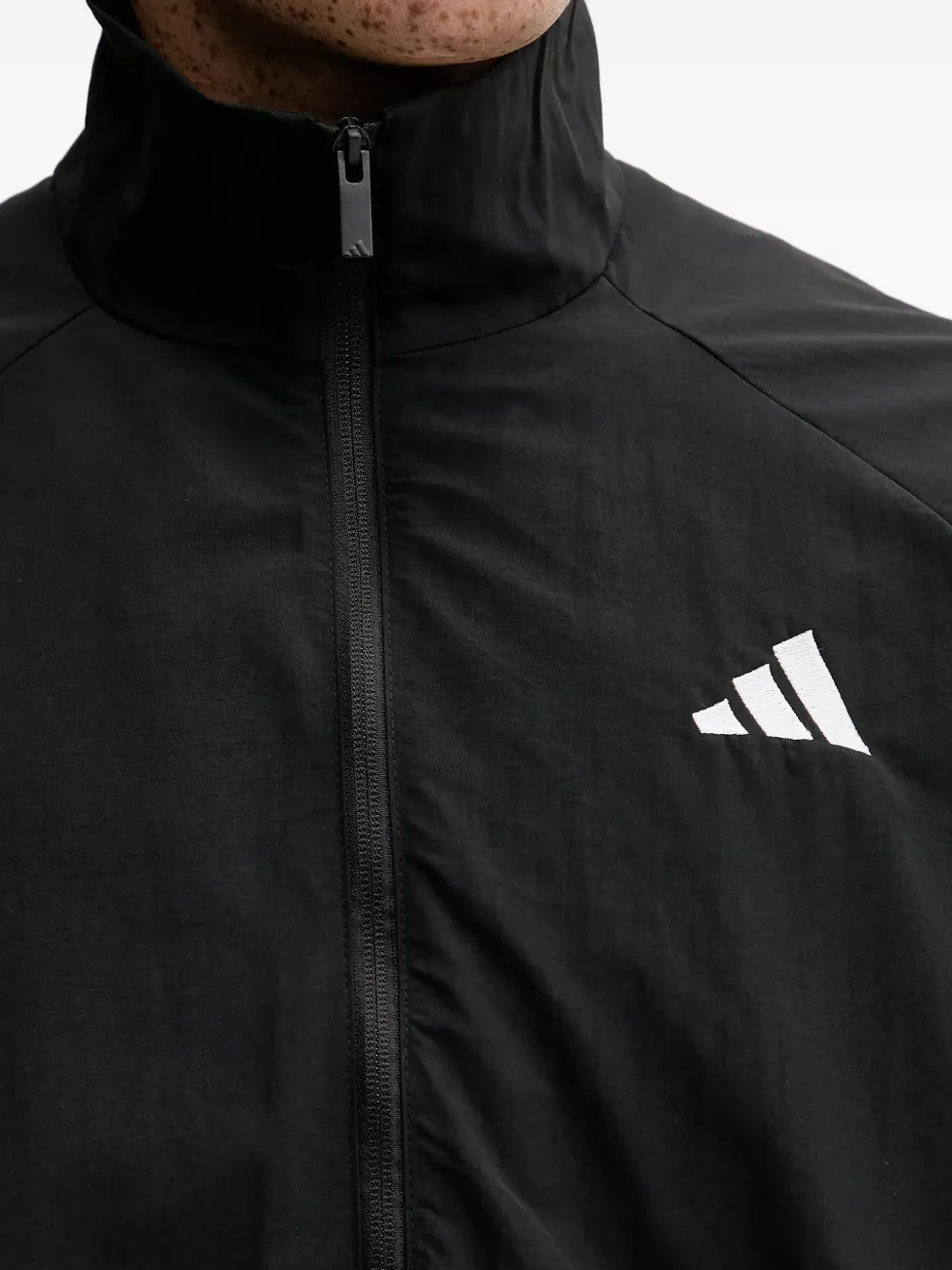adidas Small Logo-print high-neck windbreaker Zwart