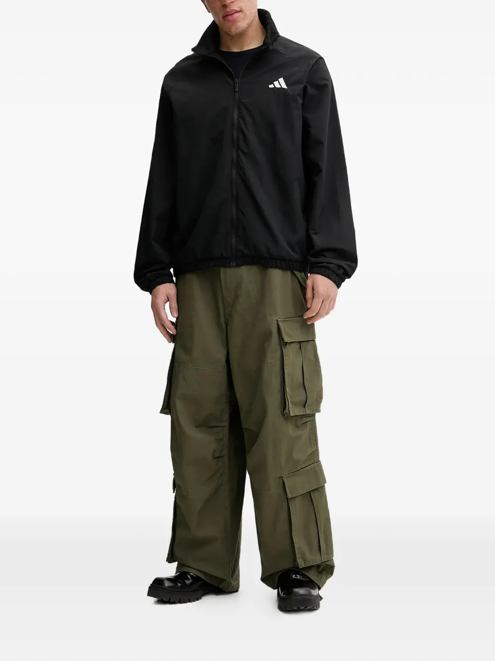adidas Small Logo-print high-neck windbreaker Zwart