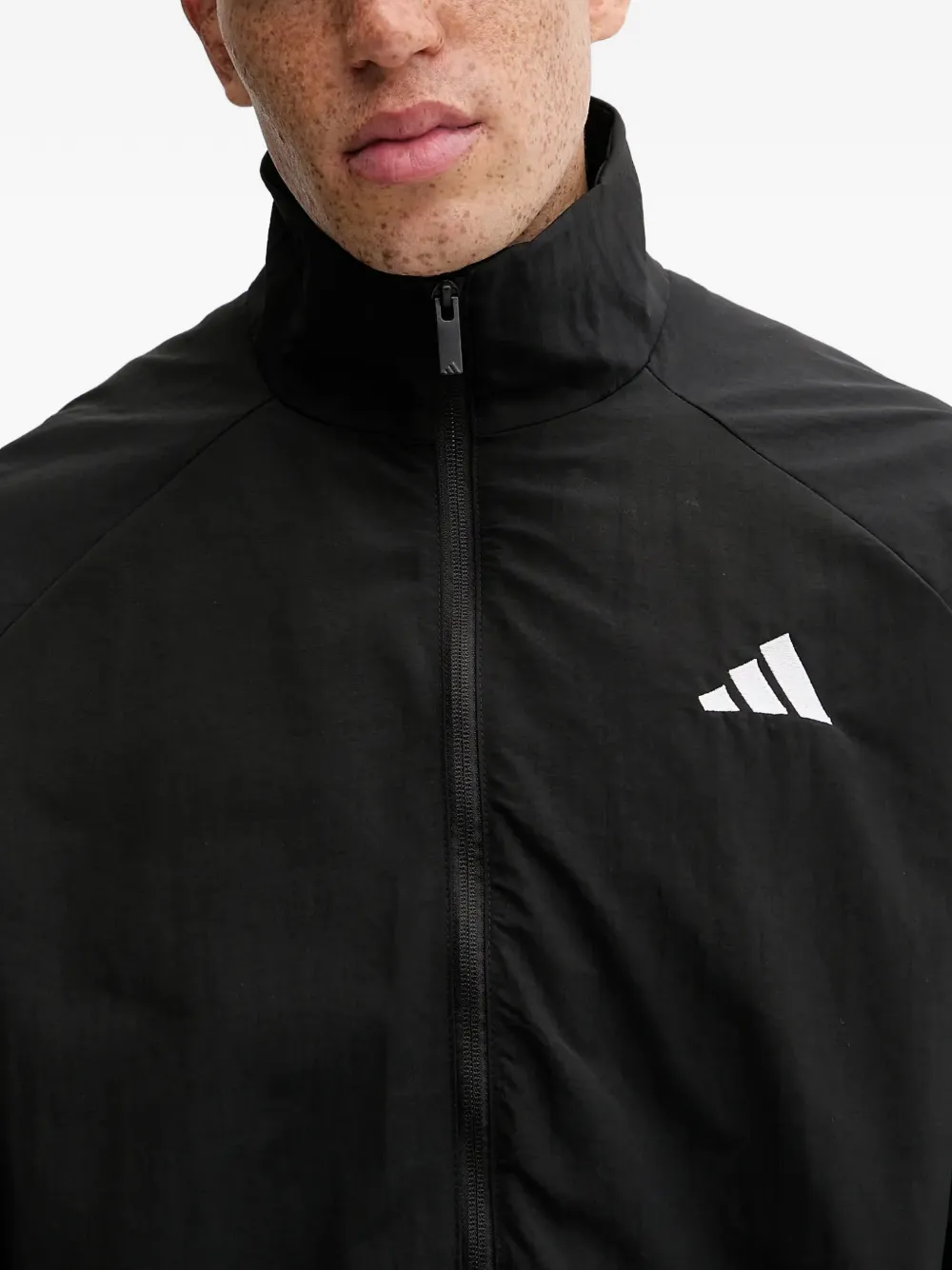 adidas Small Logo-print high-neck windbreaker Zwart