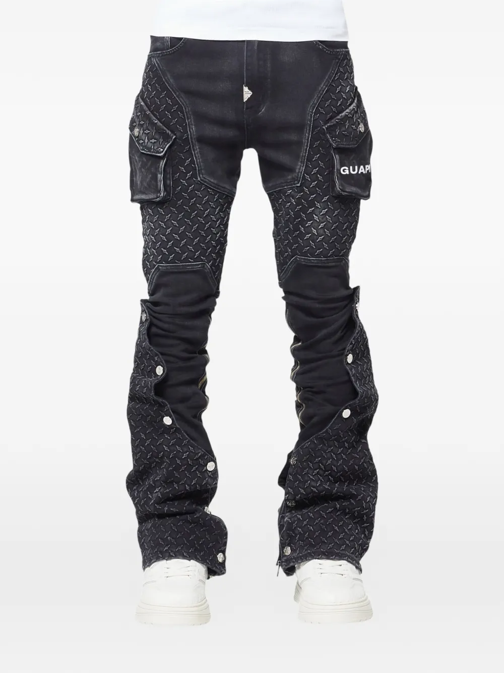  Guapi Jean Droit à Empiècements Patchwork - Noir 