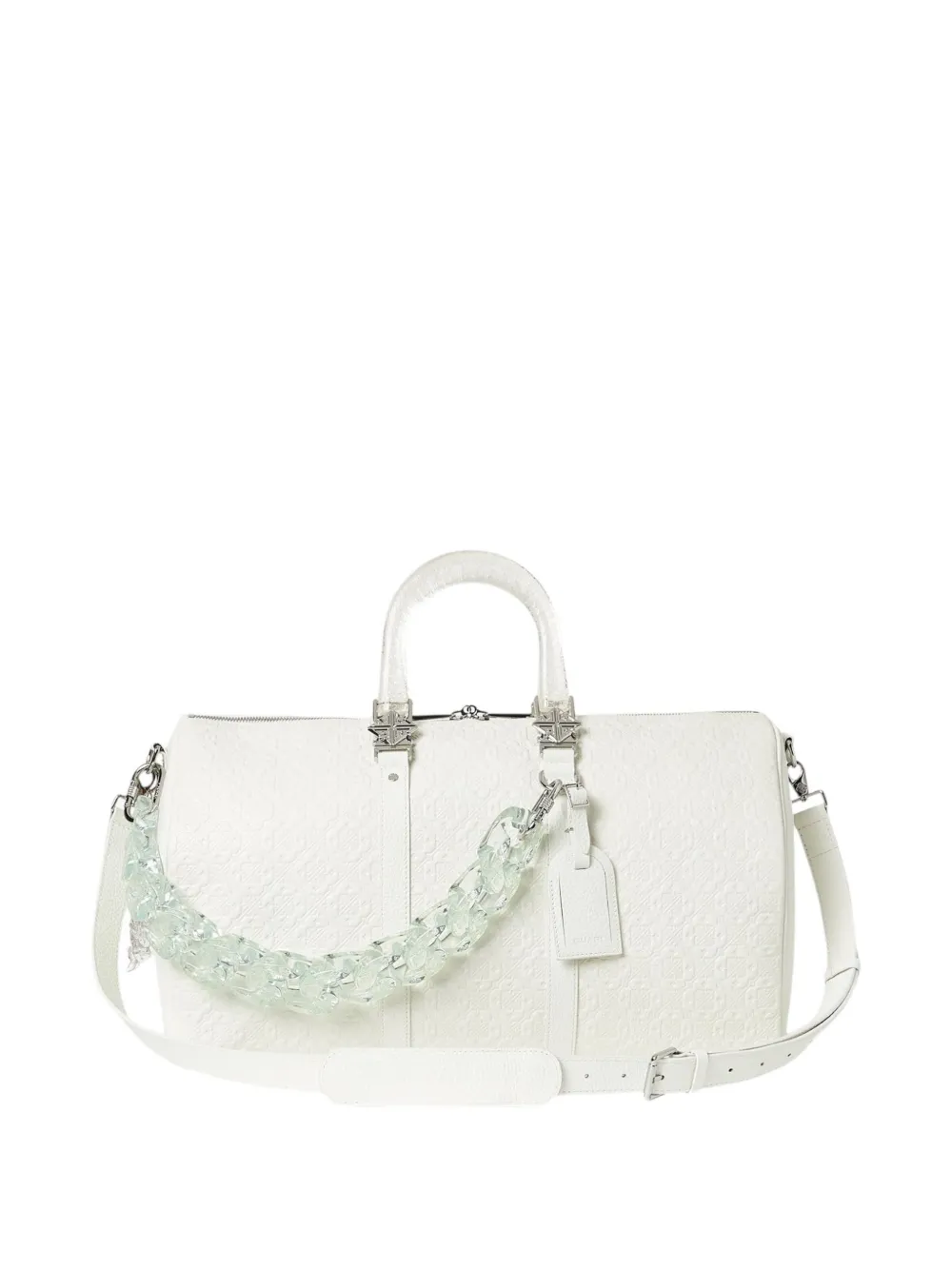 GUAPI embossed chain-detail duffle bag - Bianco