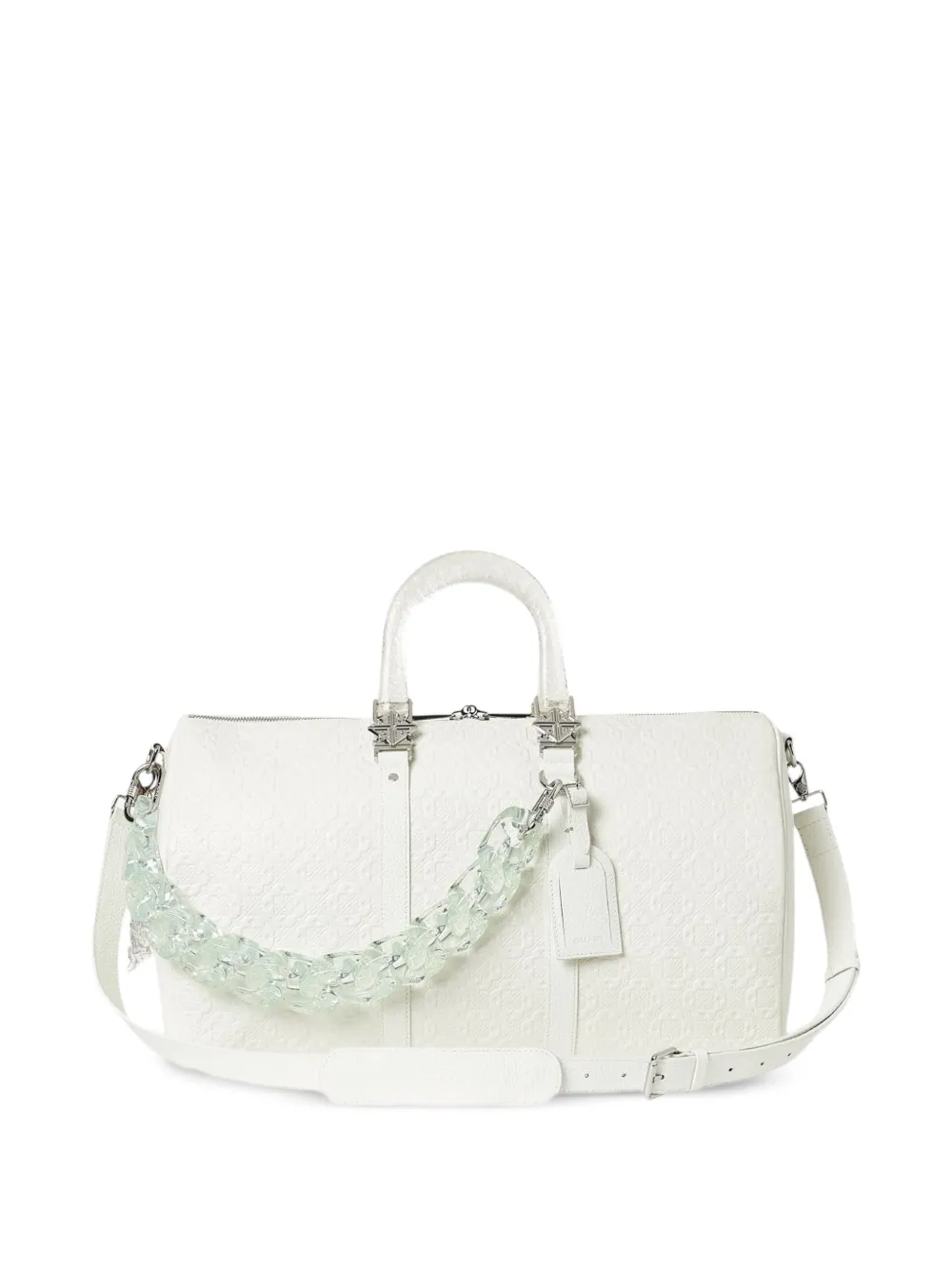GUAPI embossed chain-detail duffle bag - Bianco