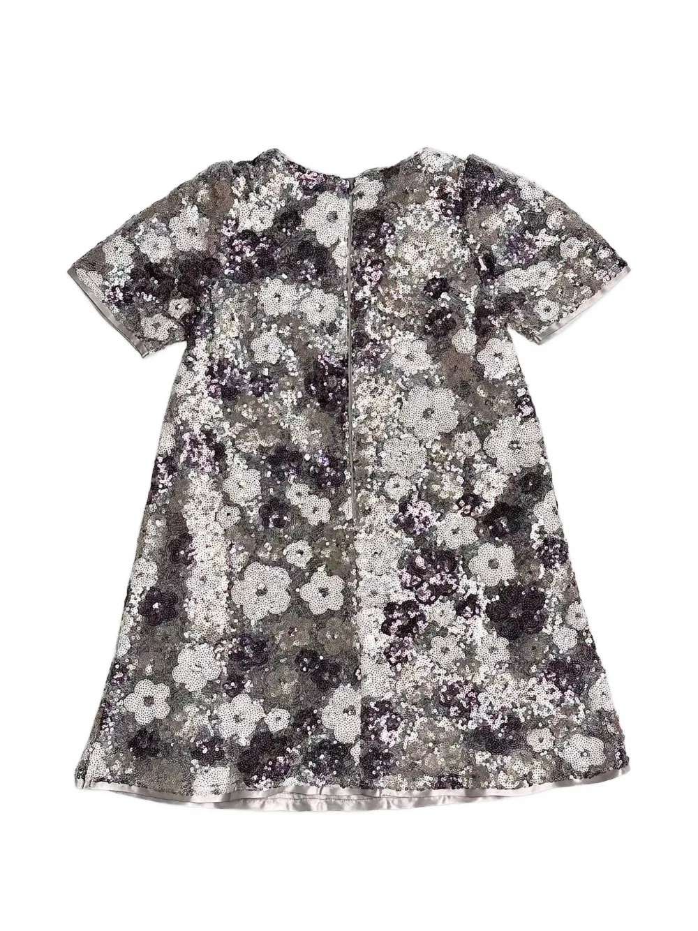  Bcbg Kids Floral Sequin Bow Dress - Silver 