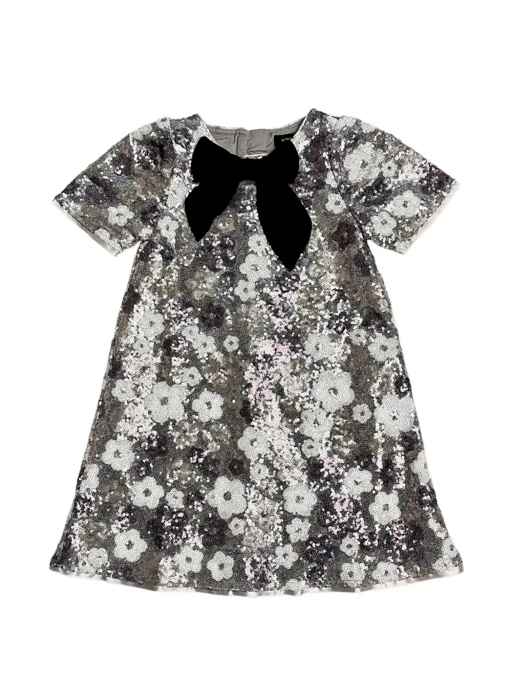 BCBG KIDS floral sequin bow dress - Argento