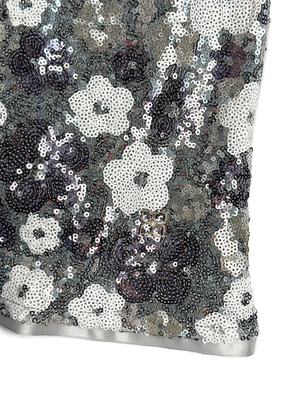  Bcbg Kids Floral Sequin Bow Dress - Silver 