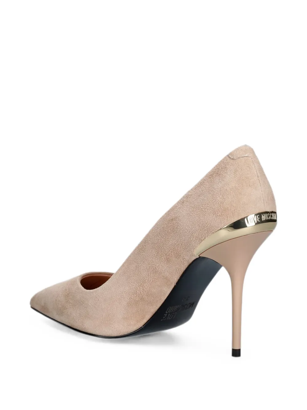 Love Moschino pointed-toe leather pumps Beige