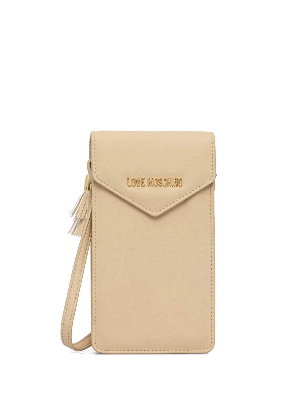 Love Moschino small tassel-detail logo-plaque crossbody bag - Toni neutri