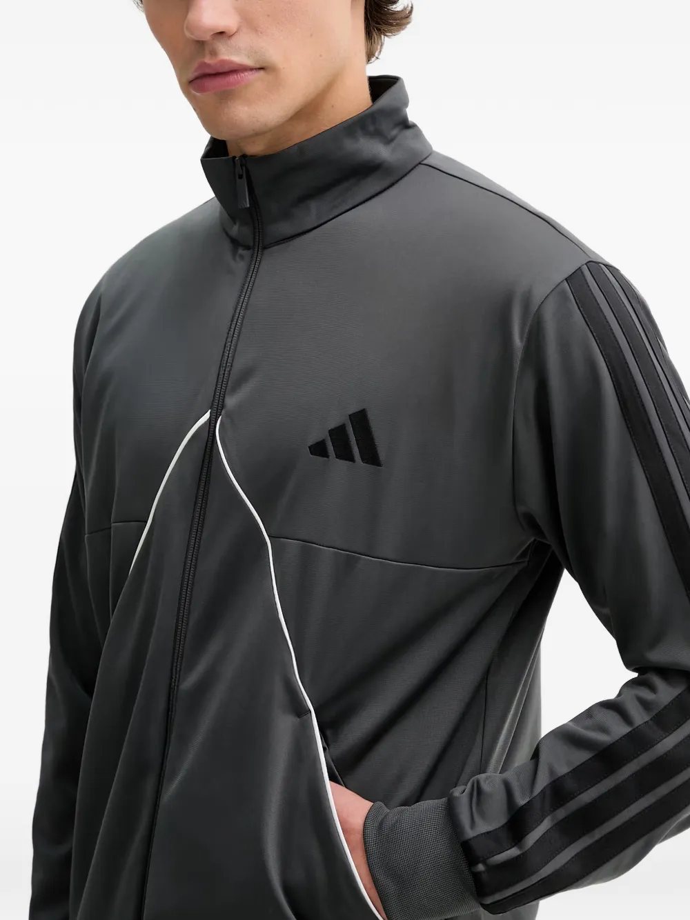 adidas piped zip-up jacket Grijs
