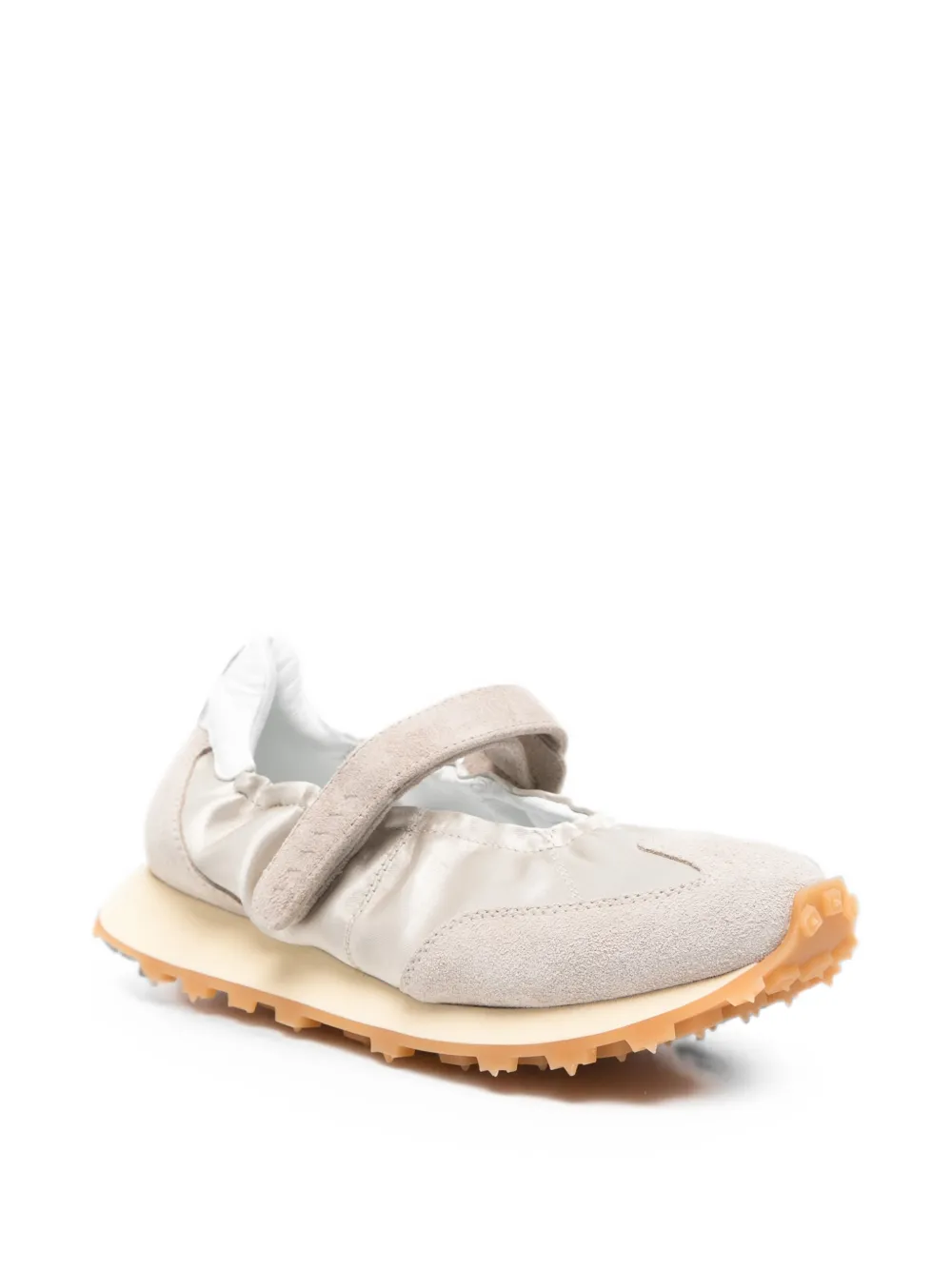 RUN OF Bambola touch-strap suede-panel sneakers Beige
