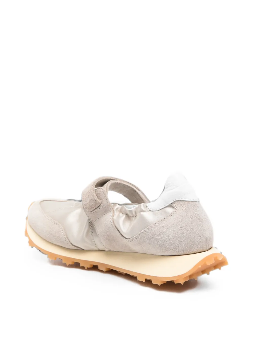 RUN OF Bambola touch-strap suede-panel sneakers Beige
