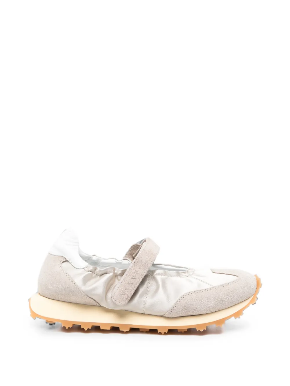 RUN OF Bambola touch-strap suede-panel sneakers Beige
