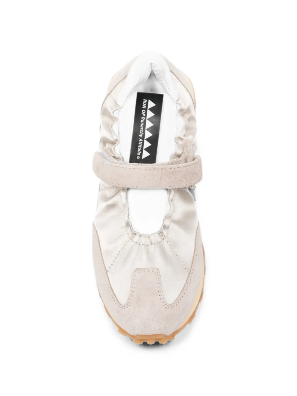 RUN OF Bambola touch-strap suede-panel sneakers Beige