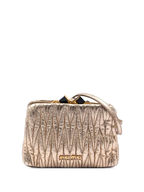 Miu Miu Pre-Owned 2010-2025 Metallic Matelasse Nappa Leather Kiss Lock crossbody bag
