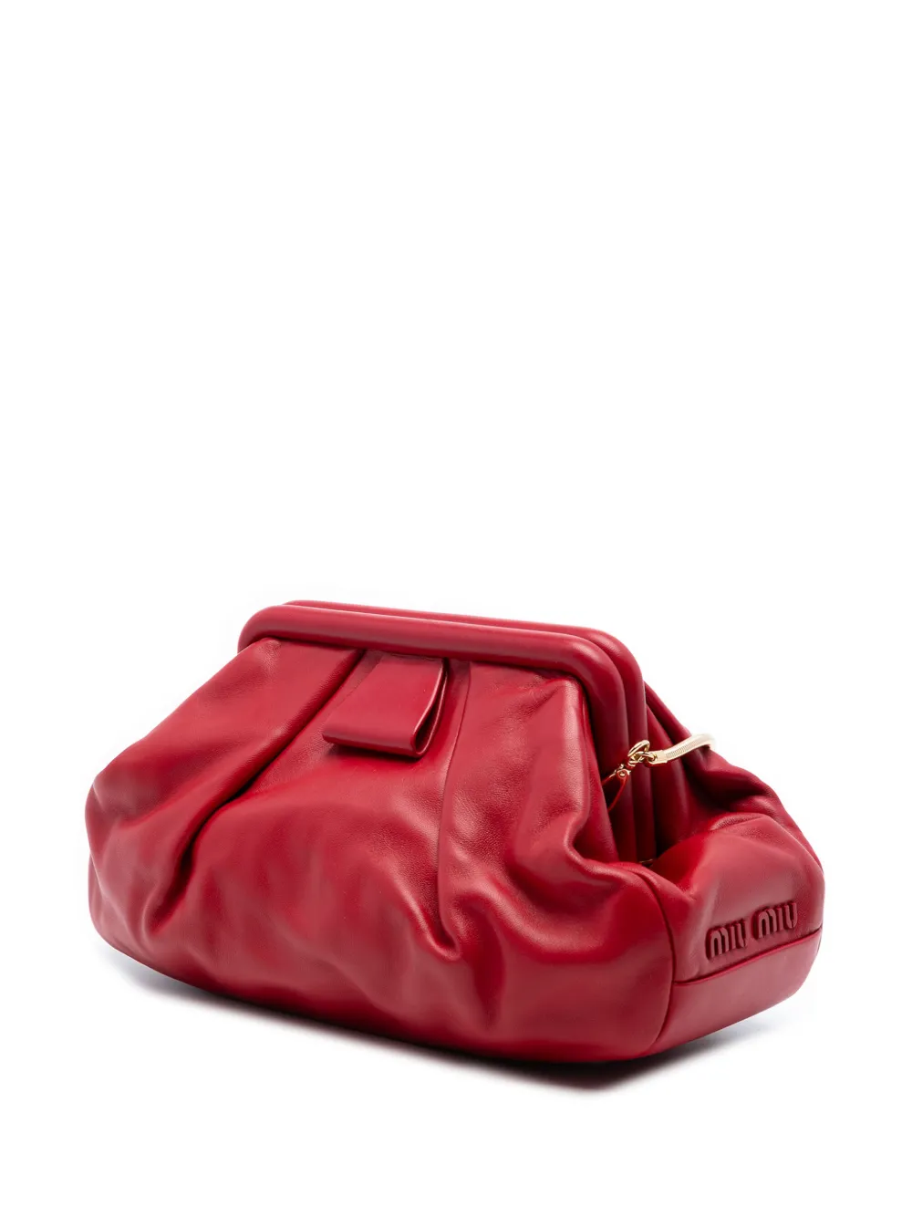 2010-2026 Pleated Nappa Soft Frame Clutch With Chain Crossbody Bag