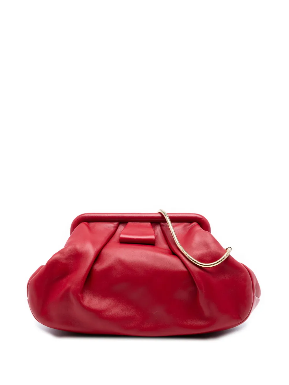 Miu Miu Pre-Owned 2010-2026 Pleated Nappa Soft Frame Clutch with Chain crossbody bag - Rosso