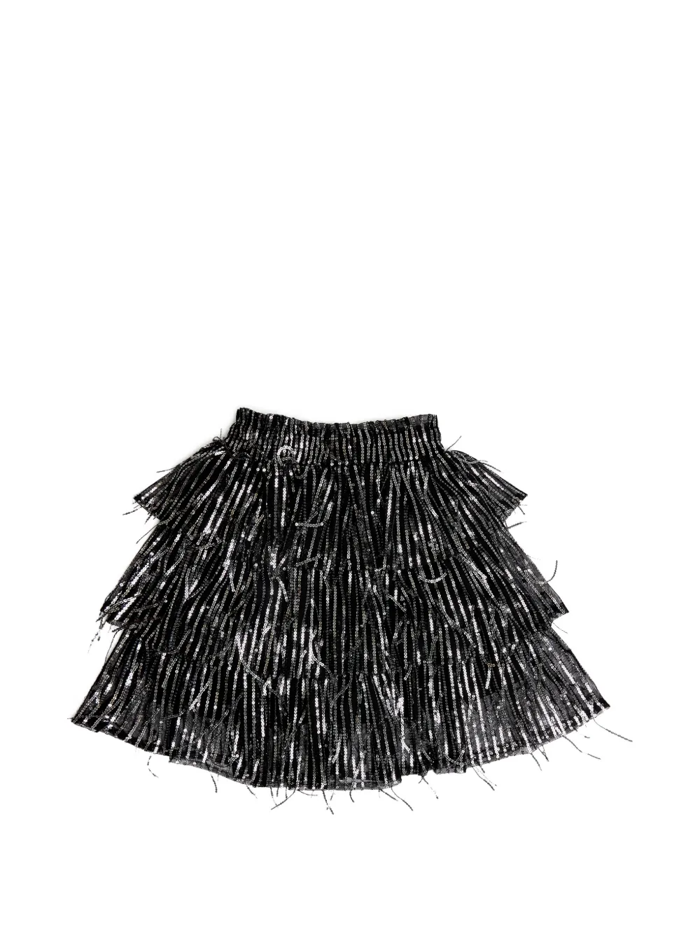 Bcbg Sequined Tiered Skirt In Black