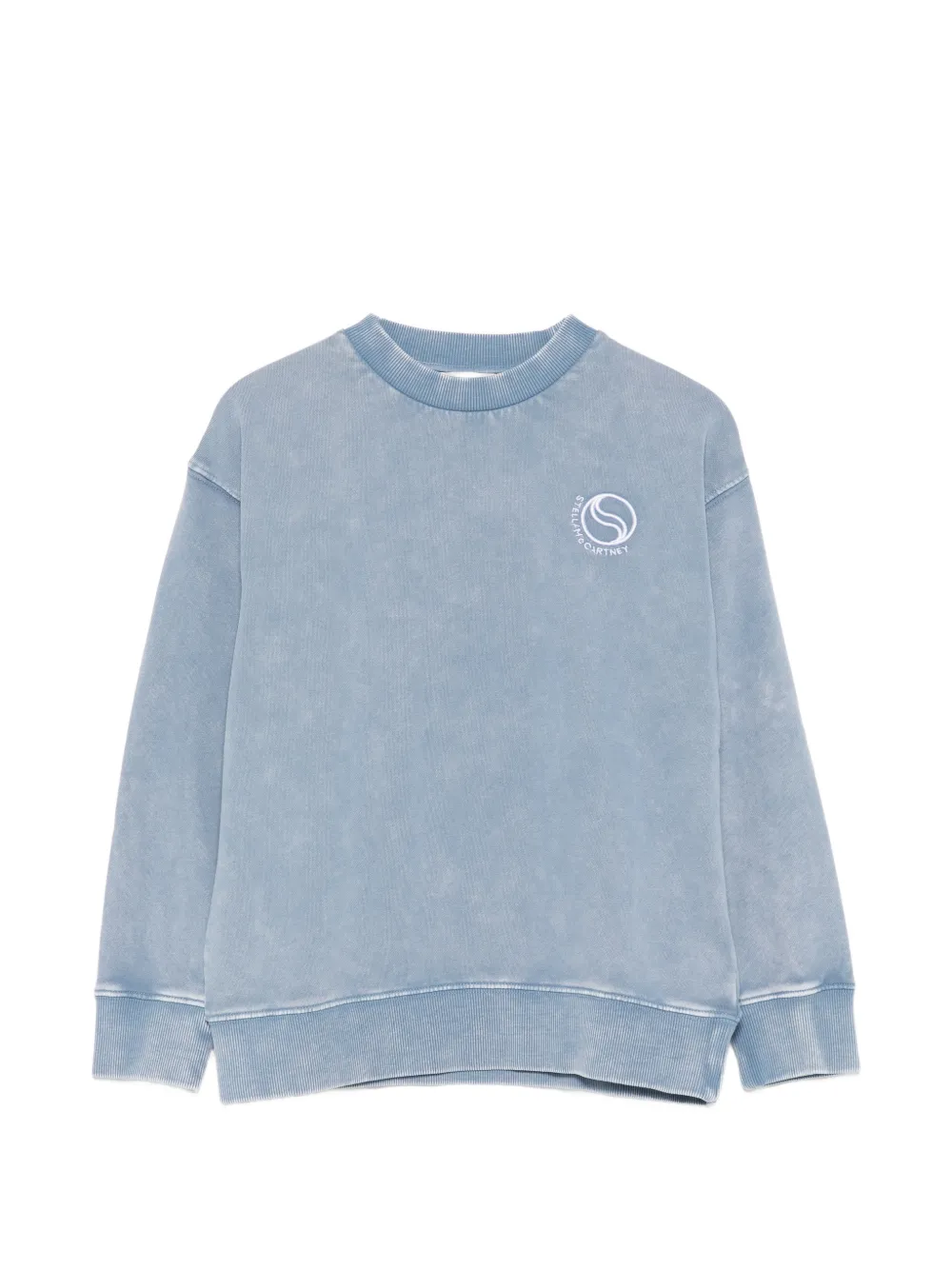 Stella McCartney Kids logo-embroidered acid-wash sweatshirt - Blu