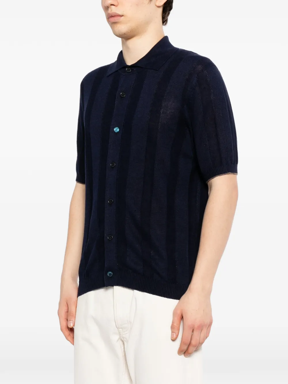 Brunello Cucinelli Buttoned Striped Knitwear - Blue 