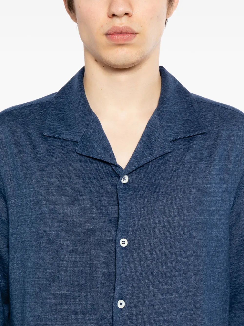 Brunello Cucinelli Overhemd met Cubaanse kraag Blauw