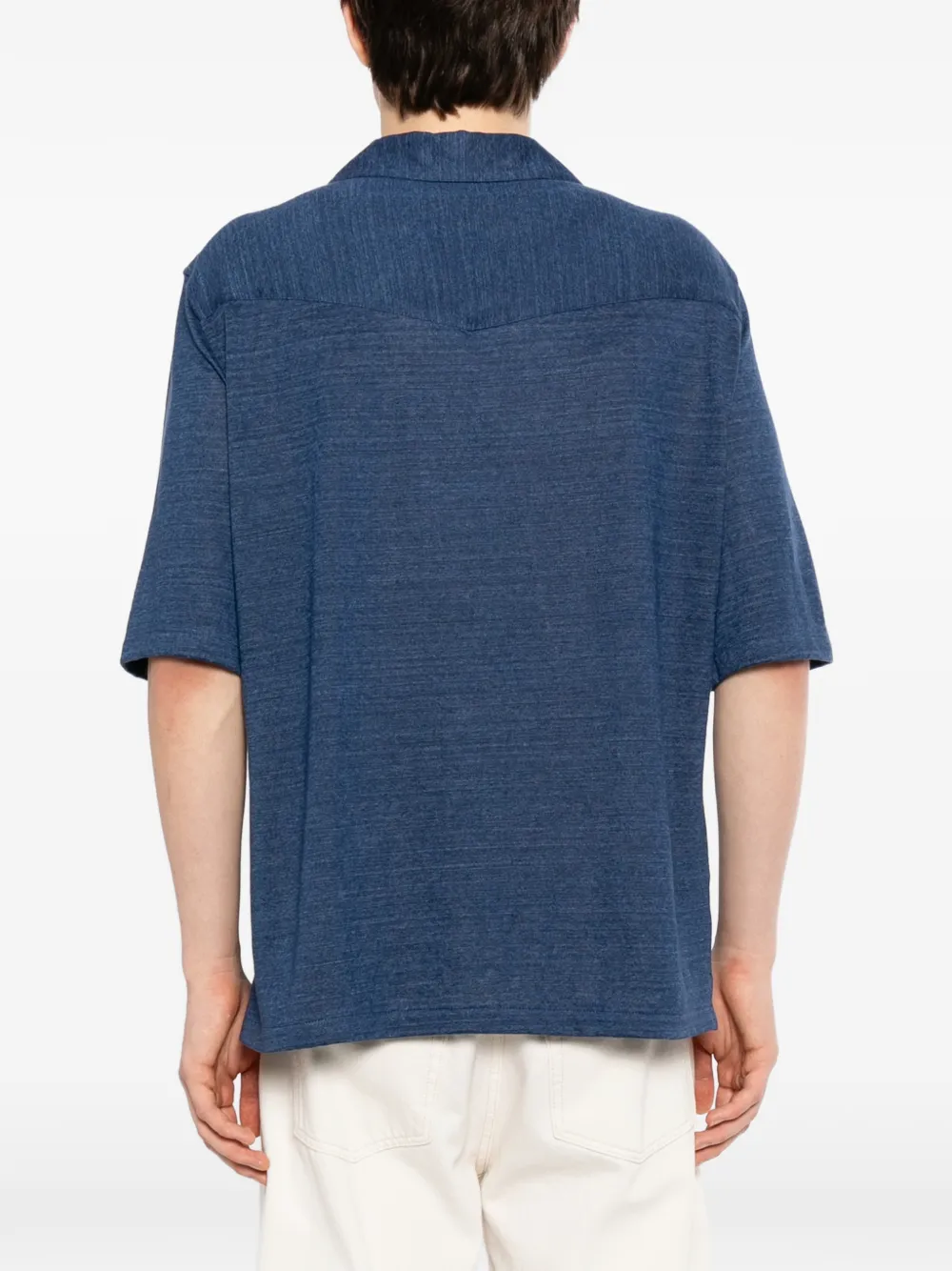 Brunello Cucinelli Overhemd met Cubaanse kraag Blauw
